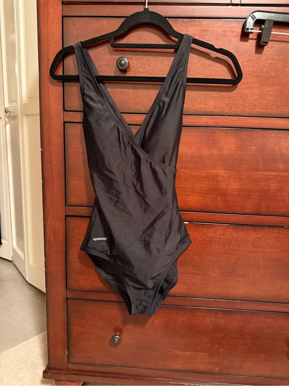 Speedo Black Women's One-Piece Swimwear with V-Crossover Front